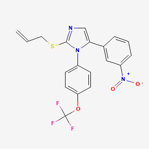 molecular formula C19H14F3N3O3S B2419343 2-(烯丙硫基)-5-(3-硝基苯基)-1-(4-(三氟甲氧基)苯基)-1H-咪唑 CAS No. 1226458-47-4