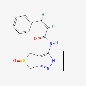 molecular formula C18H21N3O2S B2419348 (Z)-N-(2-(tert-butyl)-5-oxido-4,6-dihydro-2H-thieno[3,4-c]pyrazol-3-yl)-3-phenylacrylamide CAS No. 1007194-48-0