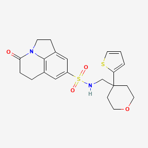 4-oxo-N-((4-(thiophen-2-yl)tetrahydro-2H-pyran-4-yl)methyl)-2,4,5,6-tetrahydro-1H-pyrrolo[3,2,1-ij]quinoline-8-sulfonamide