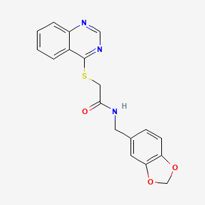 molecular formula C18H15N3O3S B2419377 N-(1,3-benzodioxol-5-ylmethyl)-2-quinazolin-4-ylsulfanylacetamide CAS No. 721905-96-0
