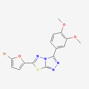 molecular formula C15H11BrN4O3S B2419390 6-(5-溴呋喃-2-基)-3-(3,4-二甲氧基苯基)-[1,2,4]三唑并[3,4-b][1,3,4]噻二唑 CAS No. 537016-84-5