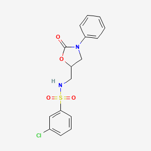 molecular formula C16H15ClN2O4S B2419396 3-chloro-N-((2-oxo-3-phenyloxazolidin-5-yl)methyl)benzenesulfonamide CAS No. 954632-65-6