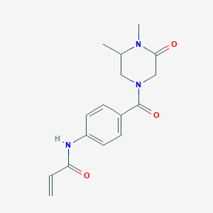 molecular formula C16H19N3O3 B2419402 N-[4-(3,4-Dimethyl-5-oxopiperazine-1-carbonyl)phenyl]prop-2-enamide CAS No. 2411274-09-2