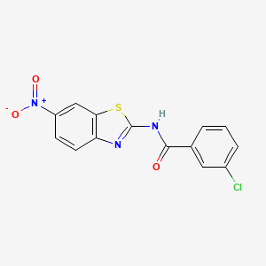 molecular formula C14H8ClN3O3S B2419413 3-chloro-N-(6-nitro-1,3-benzothiazol-2-yl)benzamide CAS No. 300568-12-1