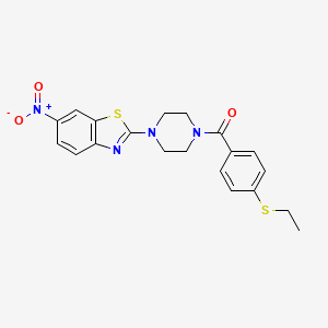 molecular formula C20H20N4O3S2 B2419417 (4-(Ethylthio)phenyl)(4-(6-nitrobenzo[d]thiazol-2-yl)piperazin-1-yl)methanone CAS No. 886934-92-5