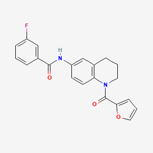 molecular formula C21H17FN2O3 B2419419 3-氟-N-[1-(2-呋喃酰)-1,2,3,4-四氢喹啉-6-基]苯甲酰胺 CAS No. 1005298-44-1