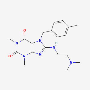 molecular formula C19H26N6O2 B2419422 8-((2-(dimethylamino)ethyl)amino)-1,3-dimethyl-7-(4-methylbenzyl)-1H-purine-2,6(3H,7H)-dione CAS No. 335403-93-5