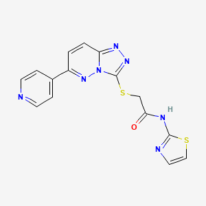 molecular formula C15H11N7OS2 B2419424 2-((6-(pyridin-4-yl)-[1,2,4]triazolo[4,3-b]pyridazin-3-yl)thio)-N-(thiazol-2-yl)acetamide CAS No. 891111-33-4