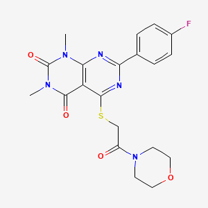 molecular formula C20H20FN5O4S B2419427 7-(4-fluorophenyl)-1,3-dimethyl-5-((2-morpholino-2-oxoethyl)thio)pyrimido[4,5-d]pyrimidine-2,4(1H,3H)-dione CAS No. 852169-71-2