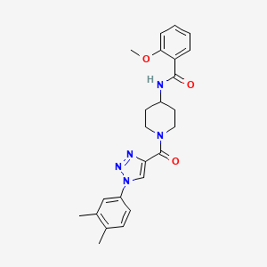 molecular formula C24H27N5O3 B2419429 N-(1-(1-(3,4-二甲苯基)-1H-1,2,3-三唑-4-羰基)哌啶-4-基)-2-甲氧基苯甲酰胺 CAS No. 1251591-76-0