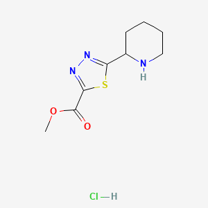 molecular formula C9H14ClN3O2S B2419437 Methyl 5-piperidin-2-yl-1,3,4-thiadiazole-2-carboxylate;hydrochloride CAS No. 2445784-51-8