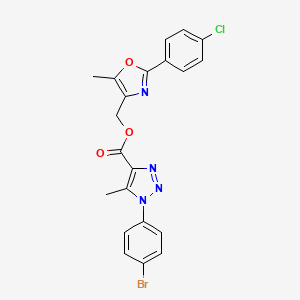 molecular formula C21H16BrClN4O3 B2419439 [2-(4-氯苯基)-5-甲基-1,3-噁唑-4-基]甲基 1-(4-溴苯基)-5-甲基-1H-1,2,3-三唑-4-羧酸酯 CAS No. 946214-48-8