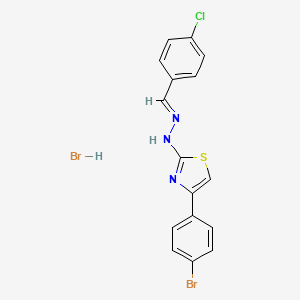 molecular formula C16H12Br2ClN3S B2419448 (E)-4-(4-bromophenyl)-2-(2-(4-chlorobenzylidene)hydrazinyl)thiazole hydrobromide CAS No. 1159784-11-8