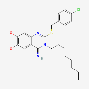 molecular formula C25H32ClN3O2S B2419484 2-[(4-chlorobenzyl)sulfanyl]-6,7-dimethoxy-3-octyl-4(3H)-quinazolinimine CAS No. 860789-34-0