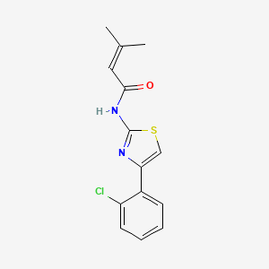 molecular formula C14H13ClN2OS B2419485 N-[4-(2-chlorophenyl)-1,3-thiazol-2-yl]-3-methylbut-2-enamide CAS No. 773861-06-6