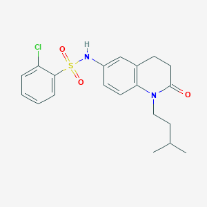 molecular formula C20H23ClN2O3S B2419494 2-chloro-N-(1-isopentyl-2-oxo-1,2,3,4-tetrahydroquinolin-6-yl)benzenesulfonamide CAS No. 946270-93-5