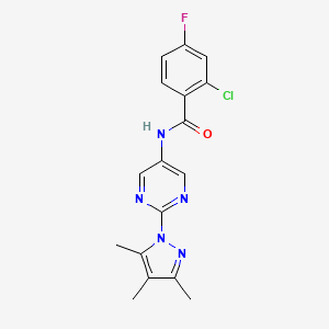 2-chloro-4-fluoro-N-(2-(3,4,5-trimethyl-1H-pyrazol-1-yl)pyrimidin-5-yl)benzamide
