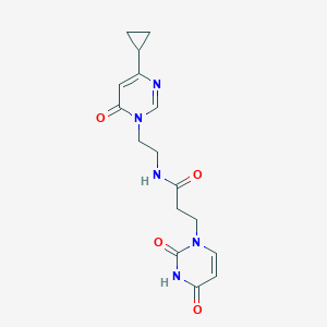 molecular formula C16H19N5O4 B2419506 N-(2-(4-cyclopropyl-6-oxopyrimidin-1(6H)-yl)ethyl)-3-(2,4-dioxo-3,4-dihydropyrimidin-1(2H)-yl)propanamide CAS No. 2034536-63-3
