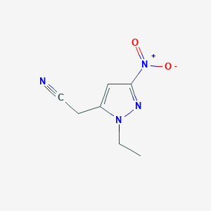 molecular formula C7H8N4O2 B2419507 (1-ethyl-3-nitro-1H-pyrazol-5-yl)acetonitrile CAS No. 1855889-74-5