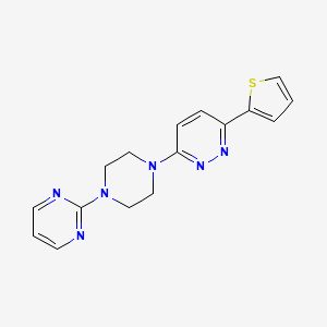 molecular formula C16H16N6S B2419512 3-[4-(Pyrimidin-2-yl)piperazin-1-yl]-6-(thiophen-2-yl)pyridazine CAS No. 1420776-11-9