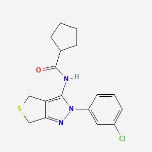 molecular formula C17H18ClN3OS B2419513 N-(2-(3-chlorophenyl)-4,6-dihydro-2H-thieno[3,4-c]pyrazol-3-yl)cyclopentanecarboxamide CAS No. 450340-48-4