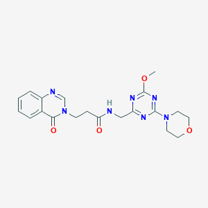 molecular formula C20H23N7O4 B2419530 N-((4-methoxy-6-morpholino-1,3,5-triazin-2-yl)methyl)-3-(4-oxoquinazolin-3(4H)-yl)propanamide CAS No. 2034579-23-0