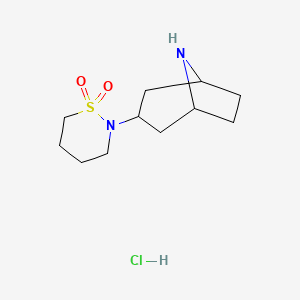 molecular formula C11H21ClN2O2S B2419537 2-(8-Azabicyclo[3.2.1]octan-3-yl)-1,2-thiazinane 1,1-dioxide hydrochloride CAS No. 2138058-76-9