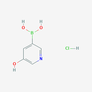 molecular formula C5H7BClNO3 B2419542 5-Hydroxypyridine-3-boronic acid, HCl CAS No. 1801408-19-4