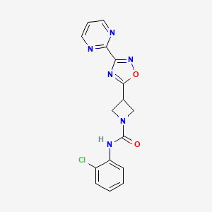 molecular formula C16H13ClN6O2 B2419545 N-(2-氯苯基)-3-(3-(嘧啶-2-基)-1,2,4-恶二唑-5-基)氮杂环丁烷-1-甲酰胺 CAS No. 1327529-25-8