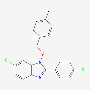 molecular formula C21H16Cl2N2O B2419546 6-chloro-2-(4-chlorophenyl)-1-[(4-methylbenzyl)oxy]-1H-1,3-benzimidazole CAS No. 338978-94-2