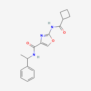 molecular formula C17H19N3O3 B2419547 2-(环丁烷甲酰胺基)-N-(1-苯乙基)恶唑-4-甲酰胺 CAS No. 1428372-02-4