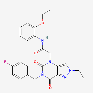 molecular formula C24H24FN5O4 B2419564 5-[(3,5-dimethylisoxazol-4-yl)sulfonyl]-1-methyl-3-(3-phenyl-1,2,4-oxadiazol-5-yl)-4,5,6,7-tetrahydro-1H-pyrazolo[4,3-c]pyridine CAS No. 951616-48-1