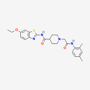 molecular formula C25H30N4O3S B2419567 1-(2-((2,4-二甲苯基)氨基)-2-氧代乙基)-N-(6-乙氧基苯并[d]噻唑-2-基)哌啶-4-甲酰胺 CAS No. 954062-73-8