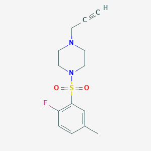 molecular formula C14H17FN2O2S B2419570 1-(2-Fluoro-5-methylbenzenesulfonyl)-4-(prop-2-yn-1-yl)piperazine CAS No. 1798703-79-3