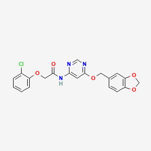 N-(6-(benzo[d][1,3]dioxol-5-ylmethoxy)pyrimidin-4-yl)-2-(2-chlorophenoxy)acetamide