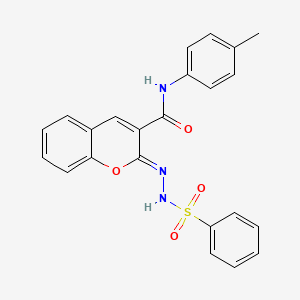 molecular formula C23H19N3O4S B2419580 (2Z)-2-(benzenesulfonylhydrazinylidene)-N-(4-methylphenyl)chromene-3-carboxamide CAS No. 866347-97-9