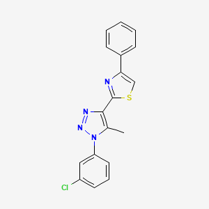 molecular formula C18H13ClN4S B2419584 2-(1-(3-chlorophenyl)-5-methyl-1H-1,2,3-triazol-4-yl)-4-phenylthiazole CAS No. 1105220-32-3
