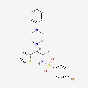 molecular formula C23H26BrN3O2S2 B2419594 4-bromo-N-(1-(4-phenylpiperazin-1-yl)-1-(thiophen-2-yl)propan-2-yl)benzenesulfonamide CAS No. 847381-23-1