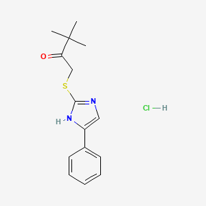 molecular formula C15H19ClN2OS B2419601 3,3-Dimethyl-1-[(5-phenyl-1H-imidazol-2-yl)sulfanyl]butan-2-one;hydrochloride CAS No. 1030010-82-2