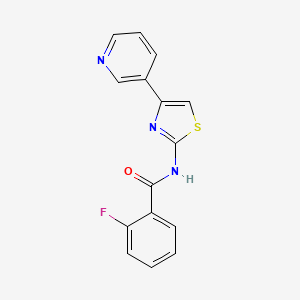 molecular formula C15H10FN3OS B2419612 2-fluoro-N-(4-pyridin-3-yl-1,3-thiazol-2-yl)benzamide CAS No. 477544-73-3
