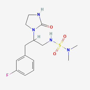 molecular formula C14H21FN4O3S B2419618 1-[1-(二甲基氨磺酰氨基)-3-(3-氟苯基)丙烷-2-基]-2-氧代咪唑烷 CAS No. 1421458-72-1