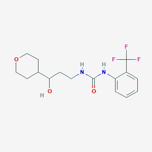 molecular formula C16H21F3N2O3 B2419638 1-(3-hydroxy-3-(tetrahydro-2H-pyran-4-yl)propyl)-3-(2-(trifluoromethyl)phenyl)urea CAS No. 2034484-78-9