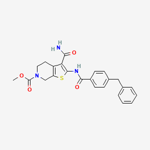 molecular formula C24H23N3O4S B2419641 methyl 2-(4-benzylbenzamido)-3-carbamoyl-4,5-dihydrothieno[2,3-c]pyridine-6(7H)-carboxylate CAS No. 886952-28-9