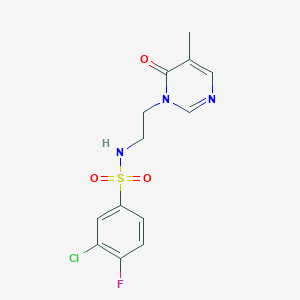 molecular formula C13H13ClFN3O3S B2419644 3-氯-4-氟-N-(2-(5-甲基-6-氧代嘧啶-1(6H)-基)乙基)苯磺酰胺 CAS No. 1797586-98-1