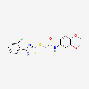 molecular formula C18H14ClN3O3S2 B2419648 2-((3-(2-氯苯基)-1,2,4-噻二唑-5-基)硫代)-N-(2,3-二氢苯并[b][1,4]二噁英-6-基)乙酰胺 CAS No. 864919-33-5