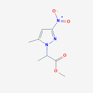 molecular formula C8H11N3O4 B2419653 methyl 2-(5-methyl-3-nitro-1H-pyrazol-1-yl)propanoate CAS No. 1005577-00-3