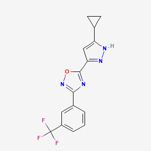 molecular formula C15H11F3N4O B2419657 5-(3-cyclopropyl-1H-pyrazol-5-yl)-3-(3-(trifluoromethyl)phenyl)-1,2,4-oxadiazole CAS No. 1187337-56-9