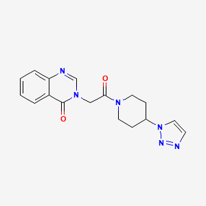 molecular formula C17H18N6O2 B2419658 3-(2-(4-(1H-1,2,3-triazol-1-yl)piperidin-1-yl)-2-oxoethyl)quinazolin-4(3H)-one CAS No. 1795421-73-6