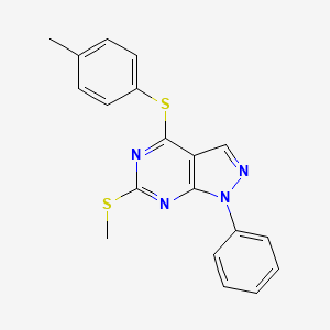 molecular formula C19H16N4S2 B2419662 4-(4-Methylphenyl)sulfanyl-6-methylsulfanyl-1-phenylpyrazolo[3,4-d]pyrimidine CAS No. 478247-55-1