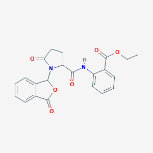 molecular formula C22H20N2O6 B241967 Ethyl 2-({[5-oxo-1-(3-oxo-1,3-dihydro-2-benzofuran-1-yl)-2-pyrrolidinyl]carbonyl}amino)benzoate 